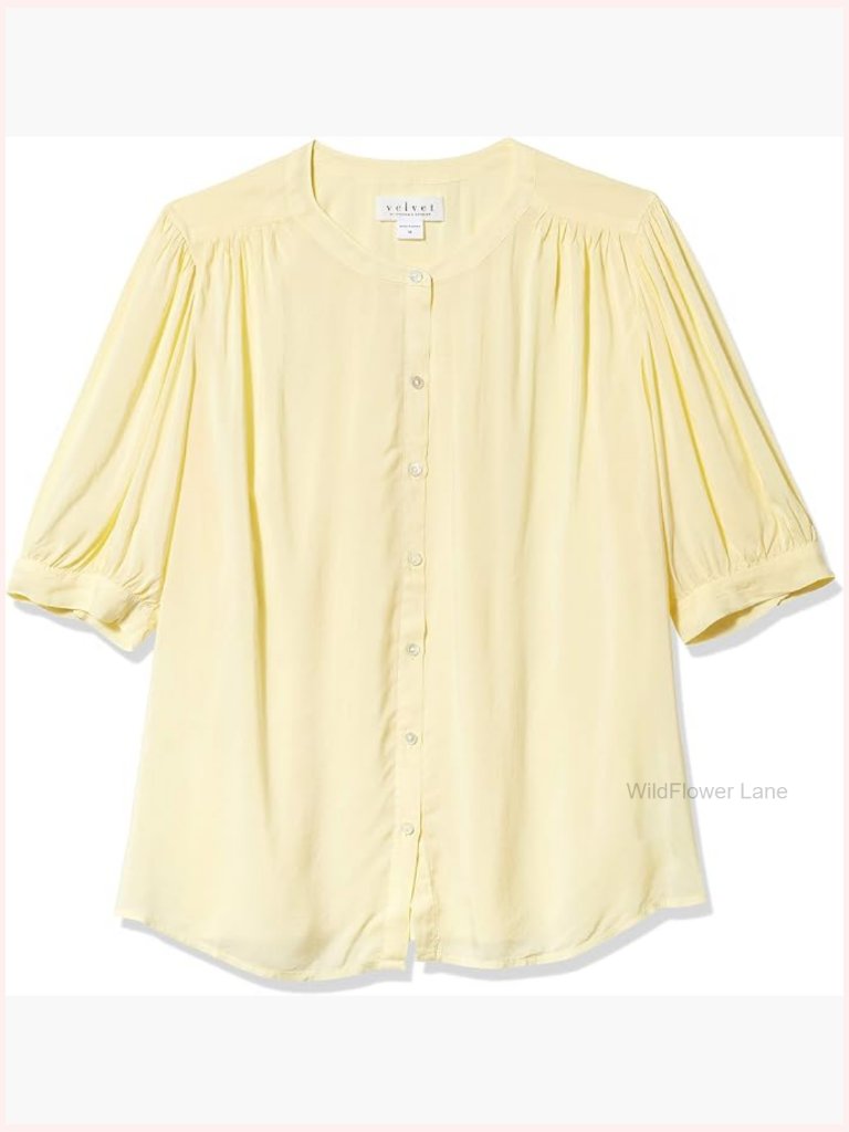 Women's Blouse Button Down 3/4 Sleeve Lightweight